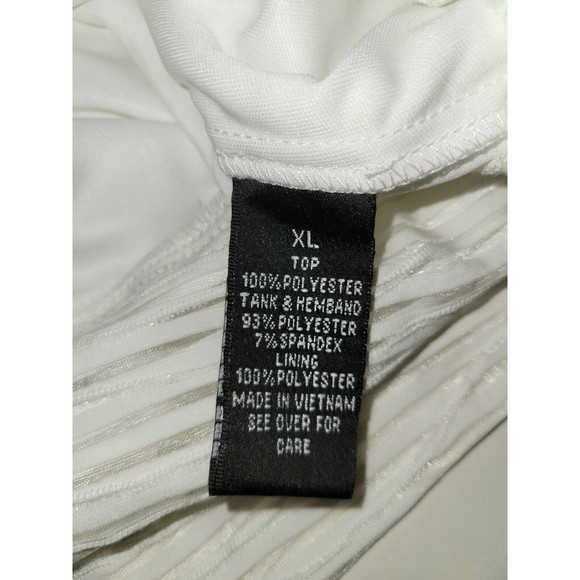 I.N. Studio Women's Blouse Sheer Bat sleeve Smocked Waist Ruffled White Size XL - Picture 7 of 7